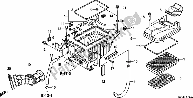 All parts for the Air Cleaner of the Honda CB 125E 2018