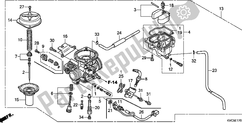 All parts for the Carburetor of the Honda CB 125E 2018