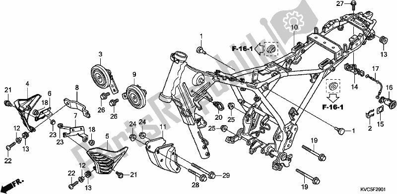 All parts for the Frame Body of the Honda CB 125E 2018