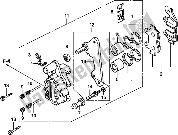 All parts for the Front Brake Caliper of the Honda CB 125E 2018