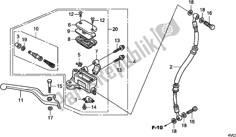 All parts for the Front Brake Master Cylinder of the Honda CB 125E 2018