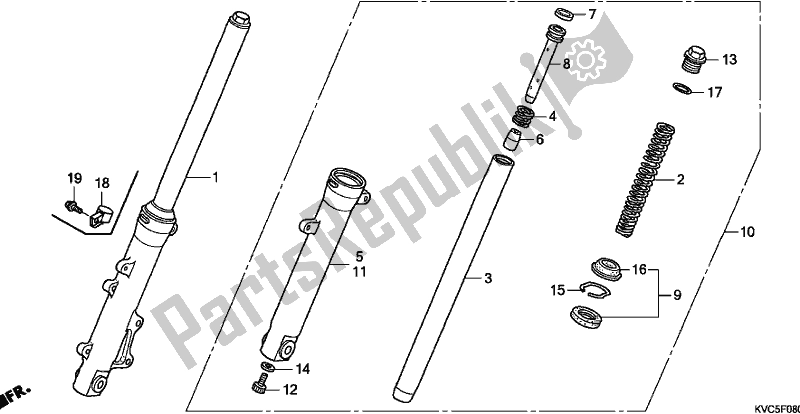 All parts for the Front Fork of the Honda CB 125E 2018