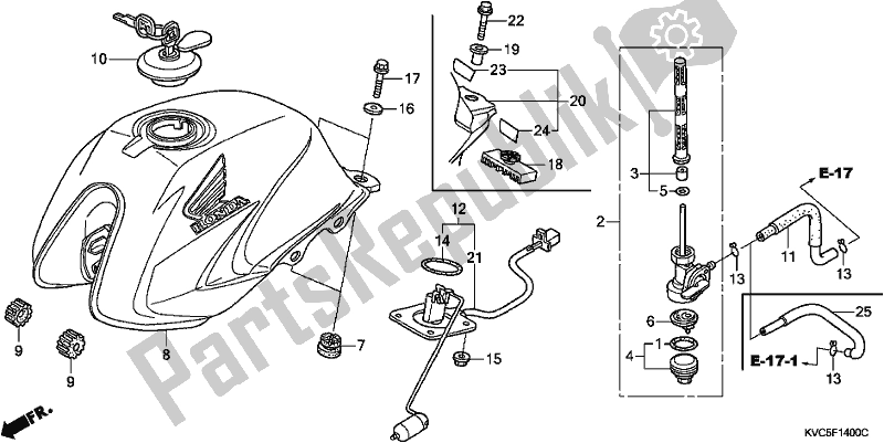 Toutes les pièces pour le Réservoir D'essence du Honda CB 125E 2018