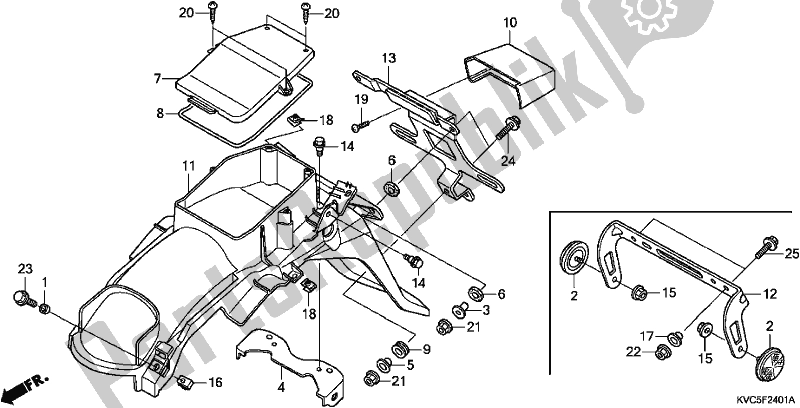 All parts for the Rear Fender of the Honda CB 125E 2018