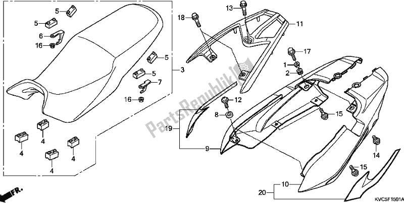 Wszystkie części do Seat/rear Cowl Honda CB 125E 2018