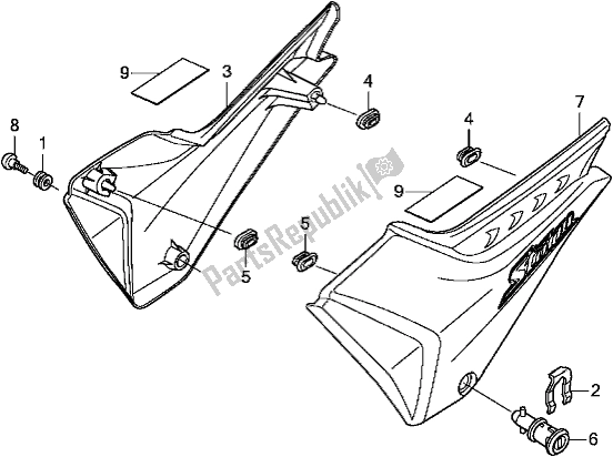 All parts for the Side Cover of the Honda CB 125E 2018