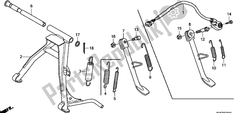 All parts for the Stand of the Honda CB 125E 2018