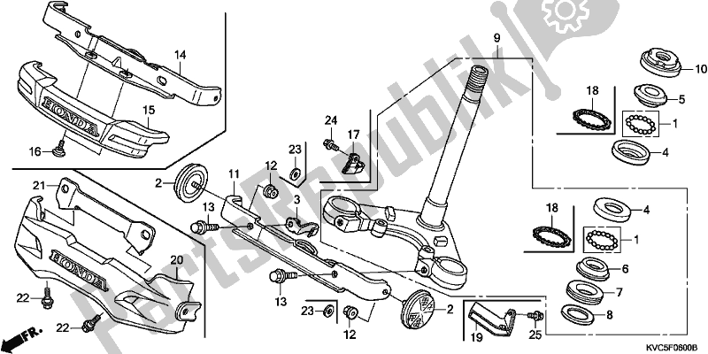 All parts for the Steering Stem of the Honda CB 125E 2018