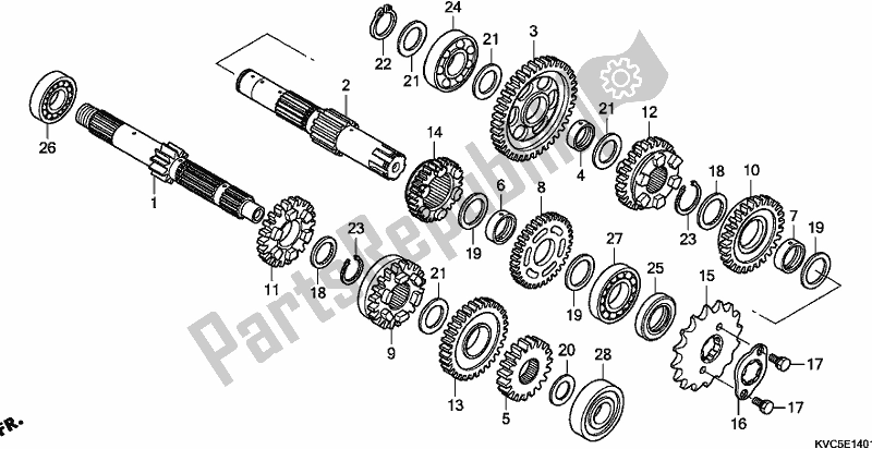 Todas as partes de Transmissão do Honda CB 125E 2018