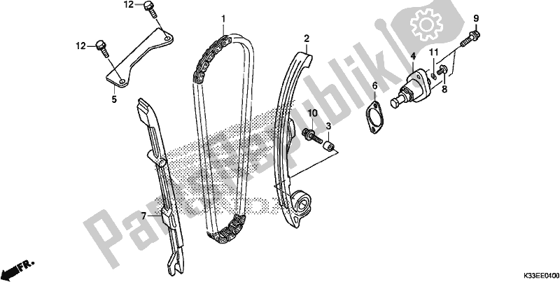 Alle onderdelen voor de Nokkenketting / Spanner van de Honda CB 300 FA 2017