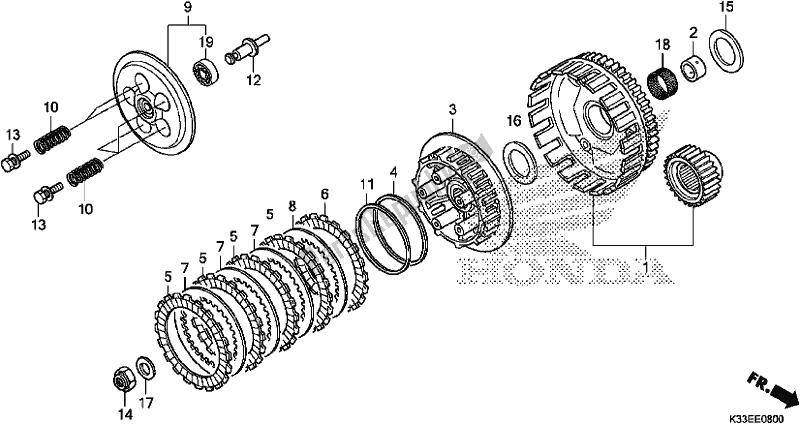 Todas as partes de Embreagem do Honda CB 300 FA 2017