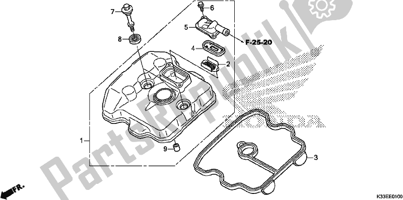 Todas as partes de Tampa Da Cabeça Do Cilindro do Honda CB 300 FA 2017