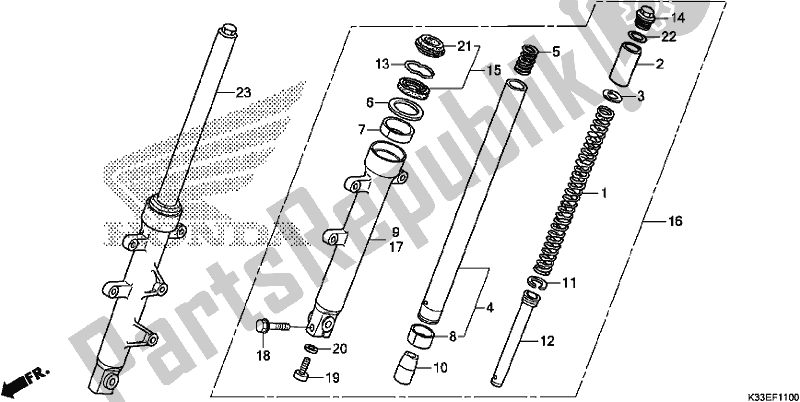 All parts for the Front Fork of the Honda CB 300 FA 2017