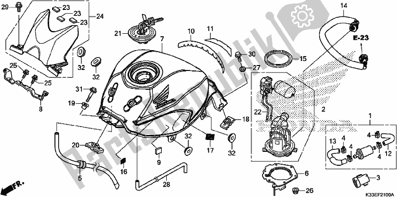 Alle onderdelen voor de Benzinetank van de Honda CB 300 FA 2017