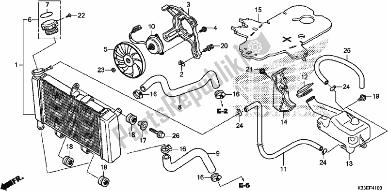 Alle onderdelen voor de Radiator van de Honda CB 300 FA 2017