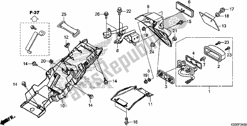 Toutes les pièces pour le Garde-boue Arrière du Honda CB 300 FA 2017