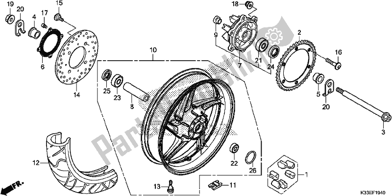 Todas as partes de Roda Traseira do Honda CB 300 FA 2017