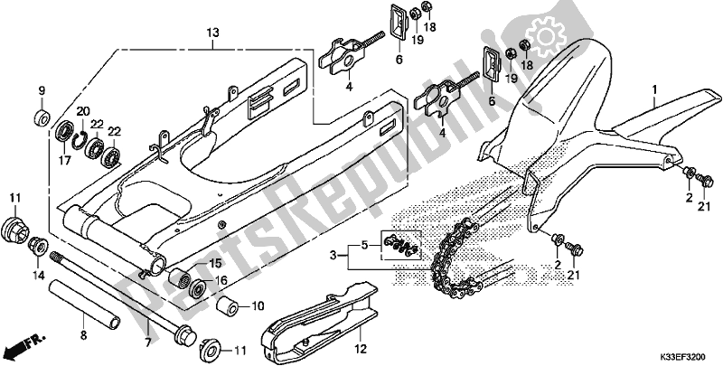 All parts for the Swingarm of the Honda CB 300 FA 2017