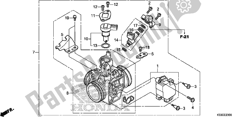 All parts for the Throttle Body of the Honda CB 300 FA 2017