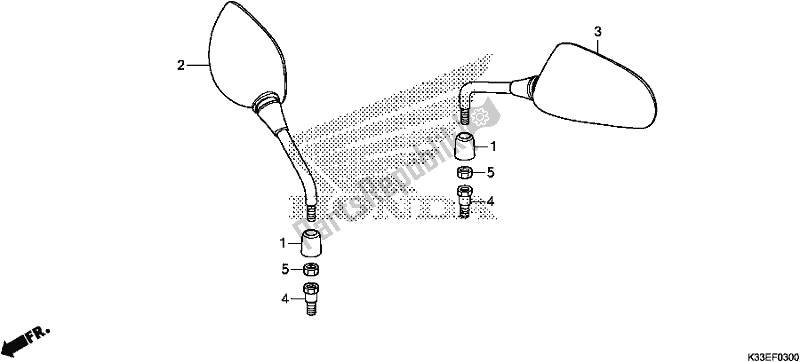 Alle onderdelen voor de Spiegel van de Honda CB 300 FA 2018