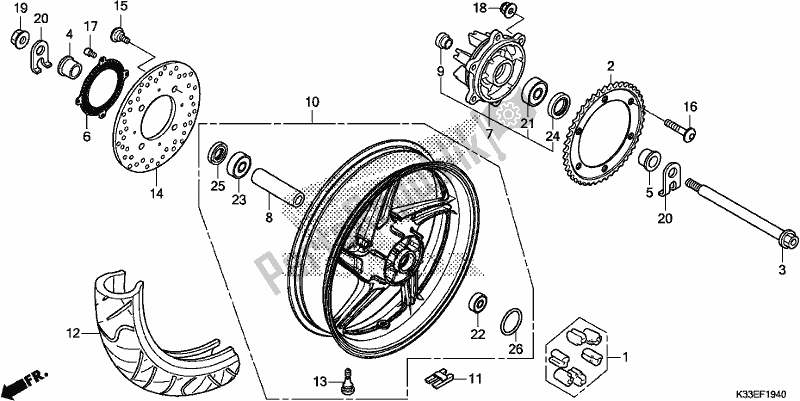 Tutte le parti per il Ruota Posteriore del Honda CB 300 FA 2018