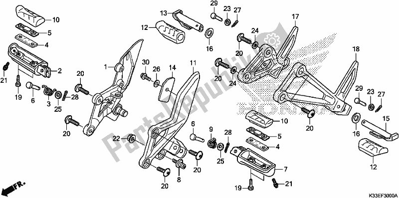Todas as partes de Passo do Honda CB 300 FA 2018