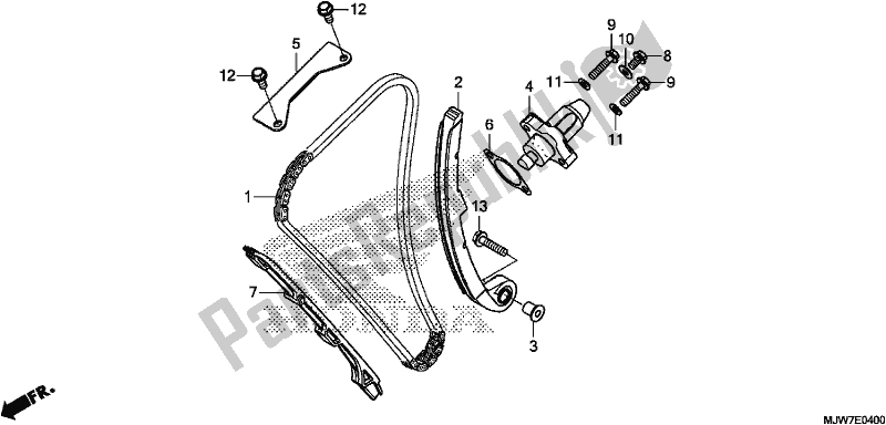 Alle onderdelen voor de Nokkenketting / Spanner van de Honda CB 500 FA 2017