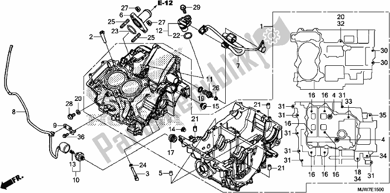 All parts for the Crankcase of the Honda CB 500 FA 2017