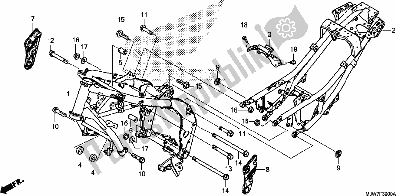 Tutte le parti per il Corpo Del Telaio del Honda CB 500 FA 2017