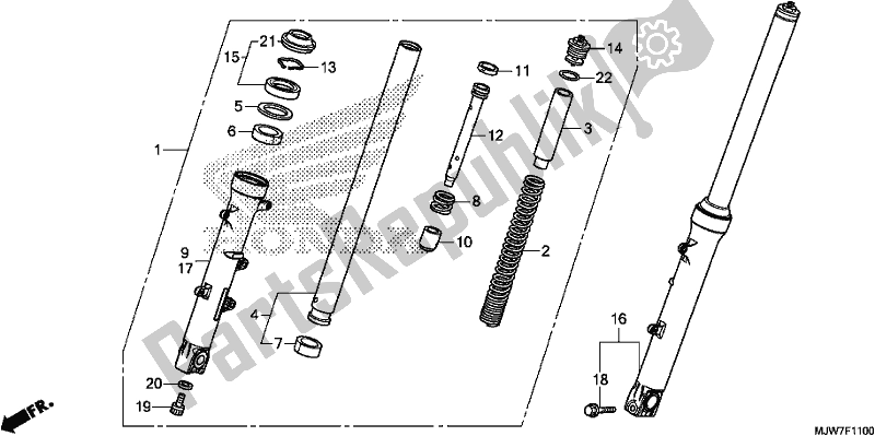 All parts for the Front Fork of the Honda CB 500 FA 2017