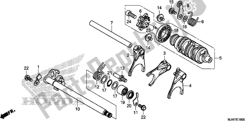 All parts for the Gearshift Drum of the Honda CB 500 FA 2017