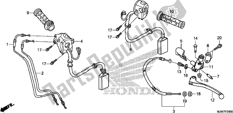 Tutte le parti per il Handle Lever/switch/cable del Honda CB 500 FA 2017