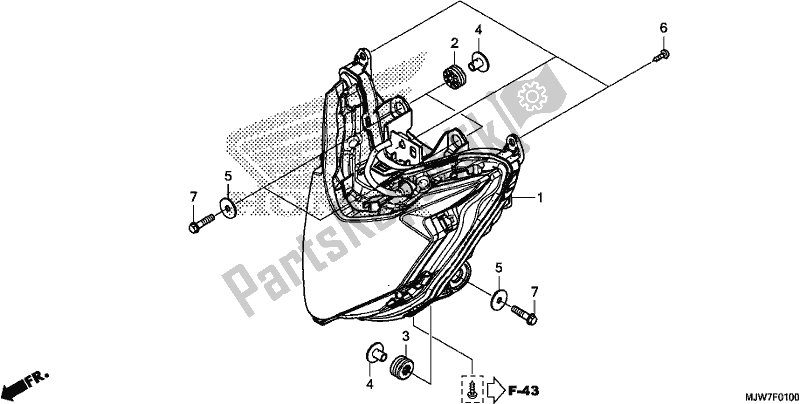 All parts for the Headlight of the Honda CB 500 FA 2017