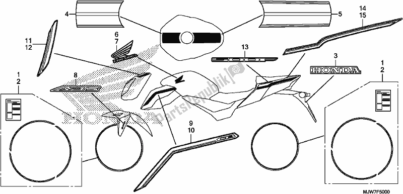 Tutte le parti per il Mark/stripe del Honda CB 500 FA 2017