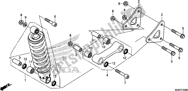 All parts for the Rear Cushion of the Honda CB 500 FA 2017