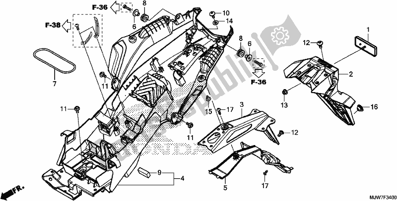 All parts for the Rear Fender of the Honda CB 500 FA 2017