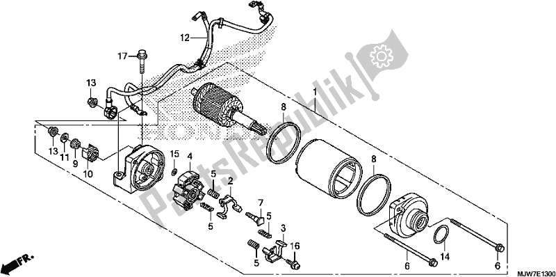 All parts for the Starter Motor of the Honda CB 500 FA 2017