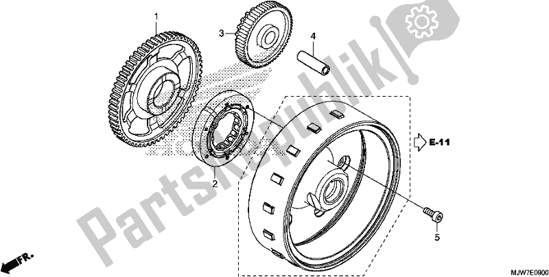 All parts for the Starting Clutch of the Honda CB 500 FA 2017