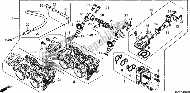 All parts for the Throttle Body of the Honda CB 500 FA 2017