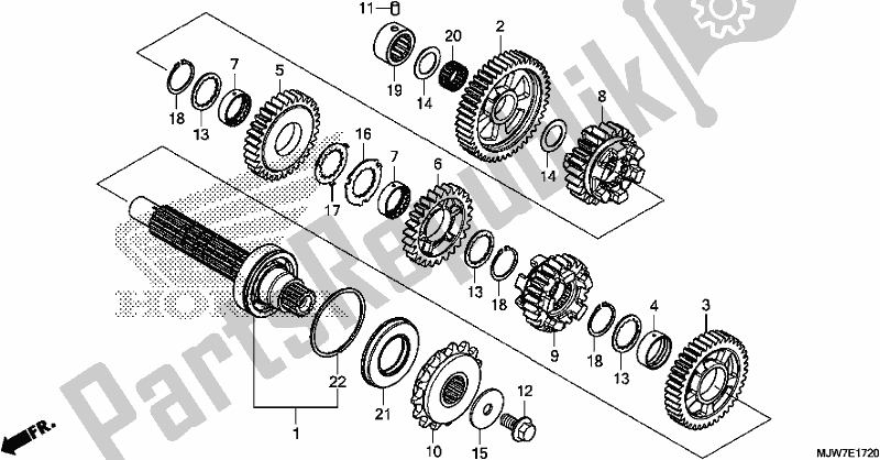 All parts for the Transmission (countershaft) of the Honda CB 500 FA 2017