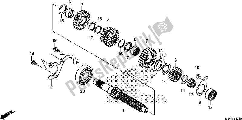 Tutte le parti per il Trasmissione (albero Principale) del Honda CB 500 FA 2017