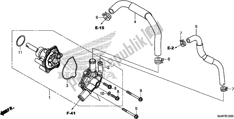 All parts for the Water Pump of the Honda CB 500 FA 2017