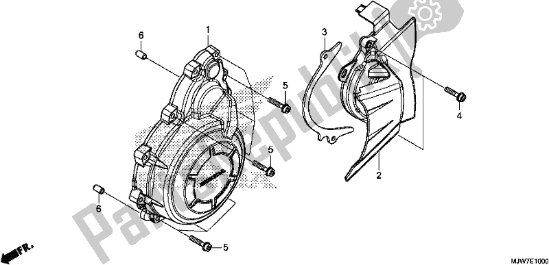 All parts for the A. C. Generator Cover of the Honda CB 500 FA 2018