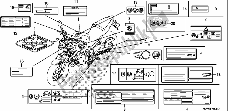 Tutte le parti per il Etichetta Di Avvertenza del Honda CB 500 FA 2018