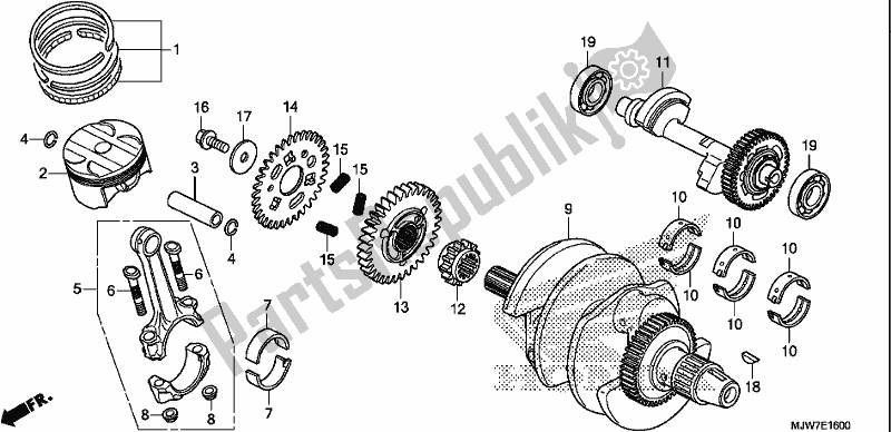 All parts for the Crankshaft/piston of the Honda CB 500 FA 2018