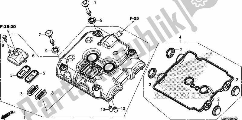 All parts for the Cylinder Head Cover of the Honda CB 500 FA 2018