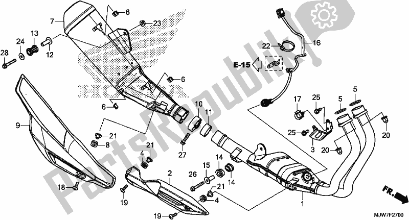 All parts for the Exhaust Muffler of the Honda CB 500 FA 2018