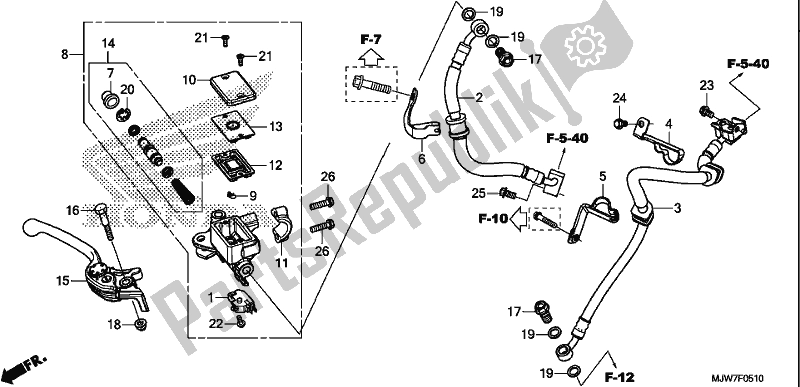 Wszystkie części do G?ówny Cylinder Hamulca Przedniego Honda CB 500 FA 2018