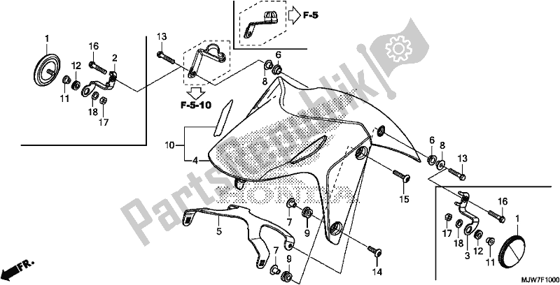 All parts for the Front Fender of the Honda CB 500 FA 2018