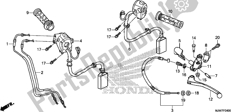 Tutte le parti per il Handle Lever/switch/cable del Honda CB 500 FA 2018